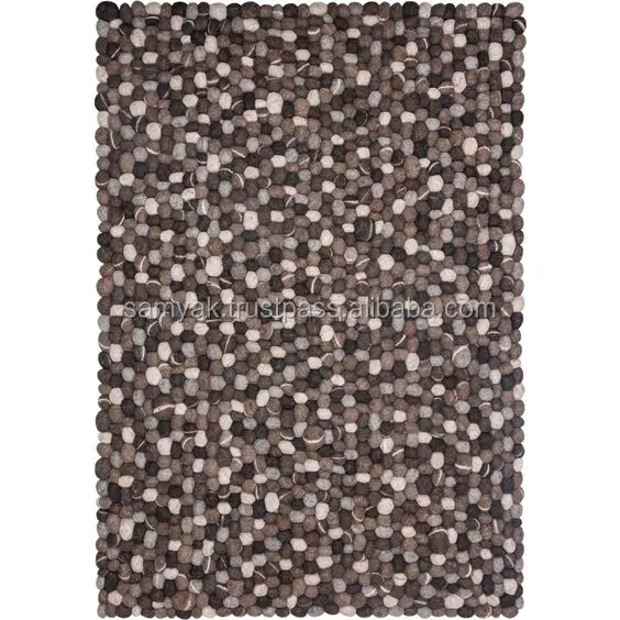 Top Selling Handmade Felt Ball carpet merino wool felt coaster and rugs floor table mats decors