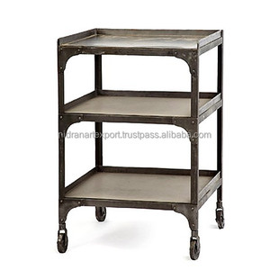 Estantería de libros móvil rústica con ruedas, muebles para el hogar, de Metal de hierro industrial y vintage, superventas - Product Image 1