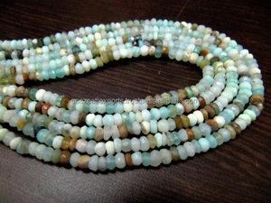 Opale naturelle authentique à 100 %, en verre, facettée, taille 3-4 mm, brin complet de 13 pouces de long, certifiée par un tiers pour la fabrication de bijoux - Product Image 2