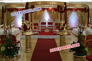 Conjunto de Mandap de Fibra Dorada Tallada para Bodas Indias, Mandap GoldenJali, Mandap Tradicional para Bodas, Decoración para Eventos - Product Image 2