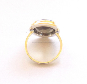 แหวนกรอบหินควอทซ์สเตอร์ลิงทำมือชุบเงิน925สำหรับงานแต่งงานที่น่ารัก - Product Image 3