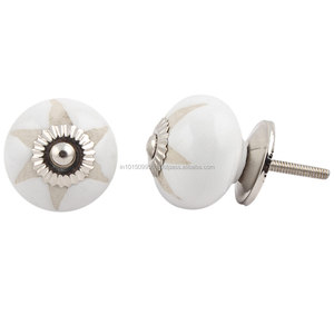 Boutons de tiroir gravés en céramique blanche de haute qualité, poignées de porte de commode, placard de cuisine, vente en gros CK-352 - Product Image 2