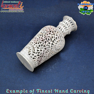 แจกันดอกไม้หินสบู่แกะสลักลายใบไม้ ขนาด 10 นิ้ว แจกันหินแกะสลักสำหรับตกแต่งบ้าน สำนักงาน และเป็นไอเดียของขวัญ - Product Image 3