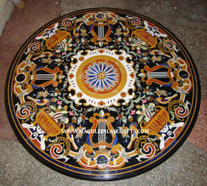 Pietra Dura Round Marble Inlay CoffeeTable Tops - Product Image 1