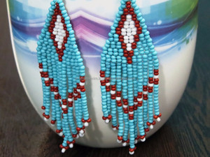 Pendientes de aro tejido a mano, cuentas de semillas, joyería, pendientes de diseñador para mujer - Product Image 3