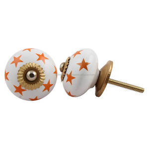 Handmade Wholesale Orange Star White Ceramic Round Cabinet Knob <b>Door</b> <b>Handles</b> Drawer Pulls Hardware Manufacturer Bulk Lot - Product Image 4