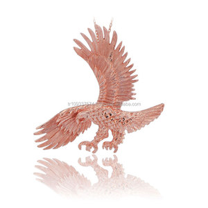 สร้อยคอจี้รูปสัตว์สีโรสโกลด์สีเหลืองทอง14K ดีไซน์รูปนกอินทรีสีดำเครื่องประดับสำหรับงานแต่งงานของผู้หญิงทำจากไก่งวง - Product Image 2