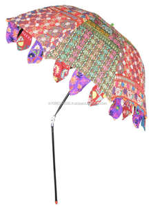 Paraguas grande hecho a mano de algodón étnico, sombrilla de Arte de jardín bordada colorida, decoración de Patio Vintage para playa y uso al aire libre - Product Image 3