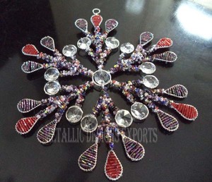Hot Selling Beaded Printing Christmas Hanging Snowflake <b>Crystal</b> Ornament Customized Color 10-30cm Size for Indoor/Outdoor Use - Product Image 1