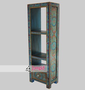 Estantería Moderna de Madera Maciza Pintada, Librería Abierta, Vitrina Decorativa, 1 Cajón, 3 Niveles, Mueble de Hotel, Estilo Rústico Indio - Product Image 3