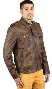 Veste en cuir marron élégante pour hommes Vêtements d'extérieur classiques Manteau en cuir véritable à la mode Vêtements décontractés à la mode - Product Image 6