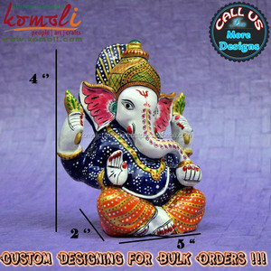 De metal blanco indio multicolor boda regalo de vuelta Señor Ganesha estatua - Product Image 4