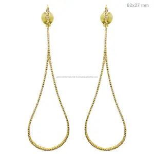 18 Karat reines Gelbgold Designer Hochwertiger Feins chmuck Lieferant Natural Diamond Dangle Drop Ohrringe Großhändler