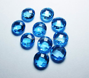 Topacio azul suizo, joyería de piedras preciosas de corte facetado redondo, colgante de anillo suelto, fabricación de piedras preciosas, Topacio Azul certificado a la venta - Product Image 2
