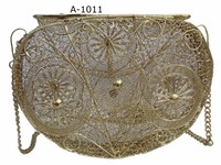 Sac à main pochette vintage fait main en laiton indien A1011, motif mosaïque corail, capacité 1-1,9 L, doublure acrylique, à rabat – Nouveauté très prisée
