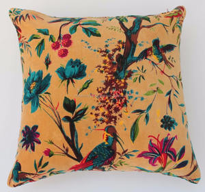 2022 nouveauté commerce équitable bas quantité minimale de commande oiseau conception sérigraphie décorative velours housse de coussin 18X18 coton pour un usage domestique - Product Image 1