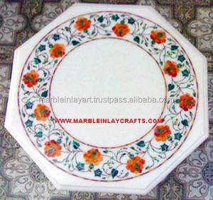 Dessus de Table octogonal en marbre blanc - Product Image 1