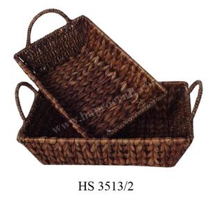 Plateaux en jacinthe d'eau naturelle, corbeilles rectangulaires tissées pour le rangement et l'organisation (HS 3533/3) - Product Image 6