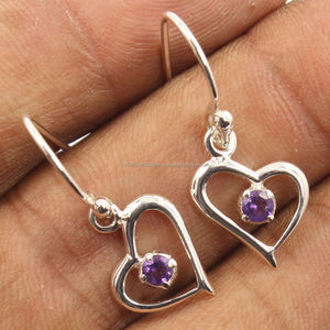 Naturel Violet Fantaisie Améthyste Pierres Précieuses Boucles D'oreilles Lunette Réglage Pur 925 Solide Sterling Sliver Fine Jewelry Cadeau Pour Les Personnes Aimées - Product Image 1