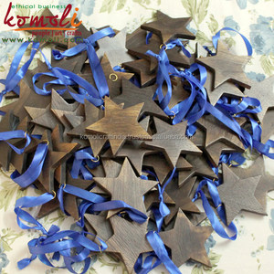 Formes étoiles découpées en bois naturel, fait à la main, ornements de noël, vente en vrac, 1 pièce - Product Image 4