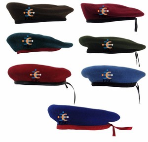 Béret vert foncé OEM 100% laine Olive vert béret casquette chapeau pour hommes femmes en tailles personnalisées avec Logo brodé patchs Insignia - Product Image 6