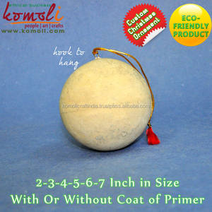 En bois non fini écologique artisanat blanc ornement De Noël boule - Product Image 3