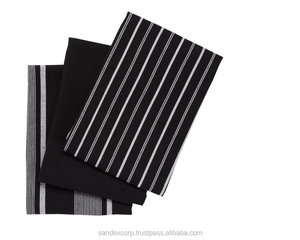 Torchons en coton doux de haute qualité Beau motif à rayures noires et blanches Fourniture premium en Inde - Product Image 1