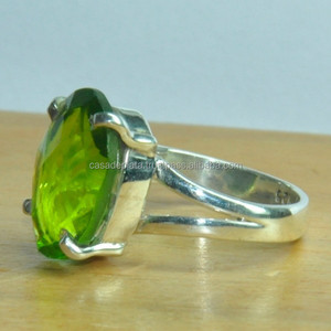 Bague en argent sterling 925 avec bague en pierre précieuse plaquée argent ronde pour le désherbage. - Product Image 1