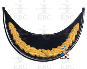 Gorra de Pico con Hoja de Roble para Oficiales, Visera Bordada a Mano para Uniformes, Adorno para la Cabeza, Diseño de Bordado Brillante en 3D con Hilo Francés - Product Image 1