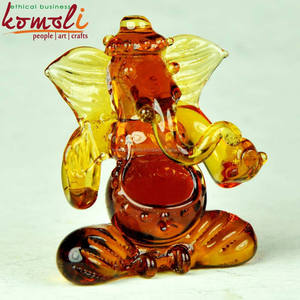 Ganesha de cristal ámbar hecho a mano, estatua de boda, recuerdo - Product Image 2