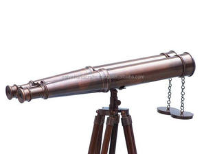Télescope de l'amiral en cuivre antique avec support en bois jumelles nautiques nouveauté cadeau debout au sol - Product Image 2