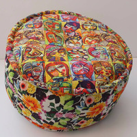 Nouveautés 2022 Pouf ottoman de sol en tissu indien brodé, style moderne rustique, pour salon et chambre, grand coussin de sol