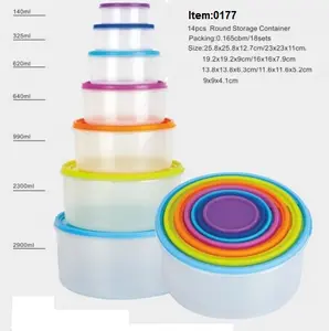 14pcs rainbown color lid / round food storage container