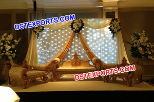 Conjunto de muebles tallados dorados para boda, conjunto de sofá de diseño de boda, conjunto de sofá de escenario - Product Image 4