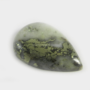 19x29mm Fools Gold Pyrite Marcasite Gemstone 6.35 gms Pear Wholesale Cabochon - Product Image 1