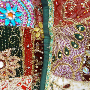 Patchwork Throw Pillow Cover Cushion Cover Cushion Covers Cases 17'' Embroidered <b>Beaded</b> Ethnic Vintage Indian Hand Decorative - Product Image 3