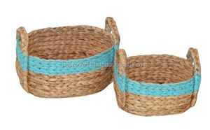 Round water <b>hyacinth</b> <b>basket</b> with handle, colorful and high quality - Product Image 4