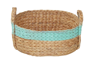 Panier rond en jacinthe d'eau avec poignée, coloré et de haute qualité - Product Image 5