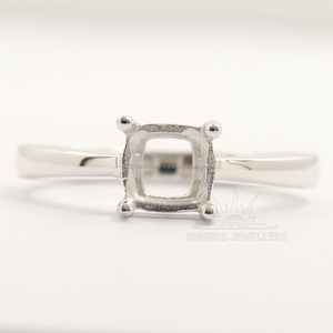 แหวนแต่งงานแบบมีรัศมีส่วนตัวติดหินกึ่งเมานท์ขนาด6มม. แหวนตั้งค่าแบบง่ามเงินสเตอริง925 - Product Image 1