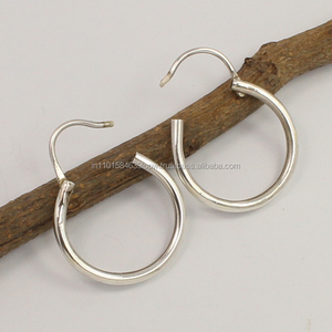 Puro 925 sólido plata esterlina joyería simple sin piedra pendientes de aro joyería hecha a mano pendiente de aro joyería fina Faishonable - Product Image 1