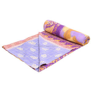 Kantha ผ้านวม gudari GD082ผ้าฝ้ายหนักเย็บด้วยมือกลับด้านได้ผ้าห่มส่าหรีเก่าแบบอินเดียพร้อมแผ่นปะโรงแรม - Product Image 1