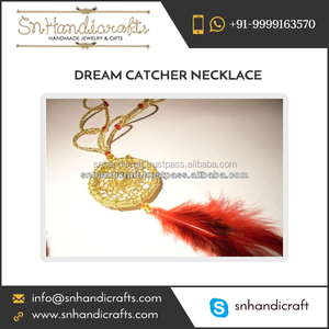 Dream Catcher Necklace Golden with Feather High Quality - Product Image 1