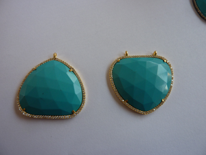 Charmes de bijoux pour enfants, serti de strass, pavé en turquoise bleu, pendentif pour collier - Product Image 2