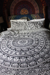 Elefante negro indio Mandala Hippie Queen funda nórdica 2 fundas de almohada edredón étnico juego de sábanas desechables para el hogar - Product Image 4