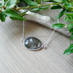 สร้อยคอเครื่องประดับทันสมัยทำจากเงินแท้ของ925จี้พลอยควอตซ์แบบเหลี่ยมเพชรพลอยจี้สวยงามสำหรับงานปาร์ตี้ - Product Image 4