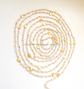 Pink Chalcedony Waist Rondelle Shape Beads Gold Plated Layered Coin <b>Charm</b> for <b>Jewelry</b> Making Wire Wrapped Rosary Box Chain - Product Image 4