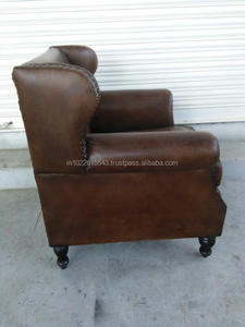 Fauteuil convertible industriel en cuir, canapé à dossier, Vintage - Product Image 3