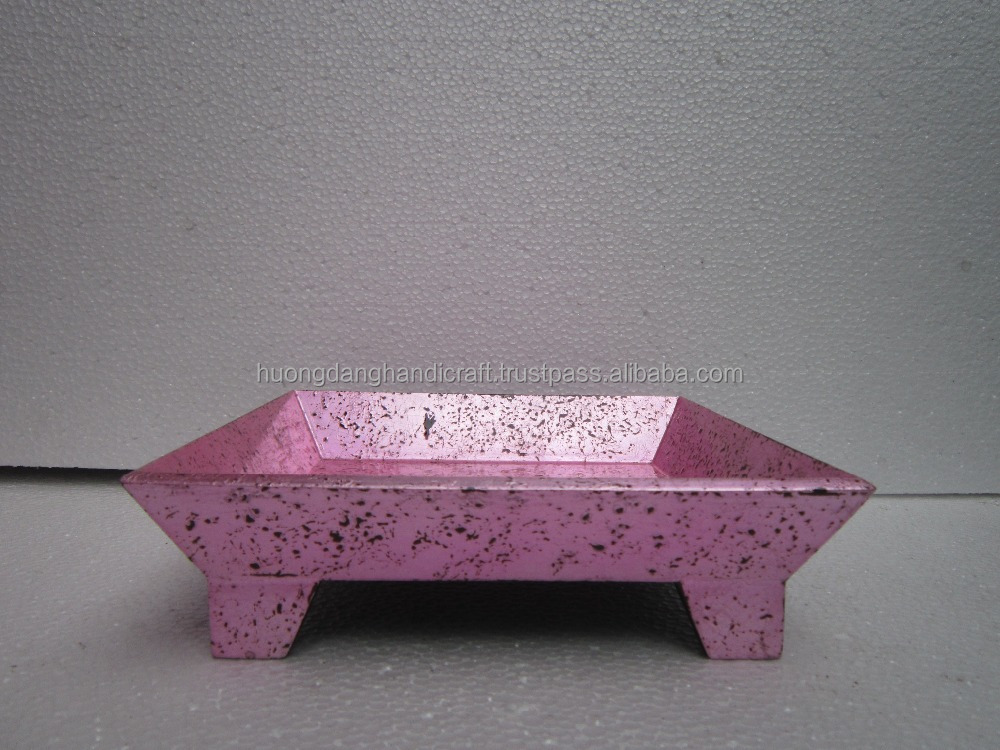 Square Lacquer Tray Vietnam in Pink