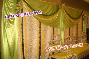 ผ้าม่านฉากหลังสำหรับงานแต่งงานสีขาวหรูหราผ้าไหมแท้ทนทานออกแบบสไตล์ฟรีสไตล์สำหรับพิธี - Product Image 3