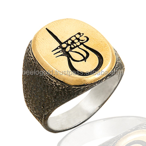 925K Sterling Silver Ottoman Tugra <b>Men</b> in <b>Black</b> <b>Ring</b> - Product Image 1